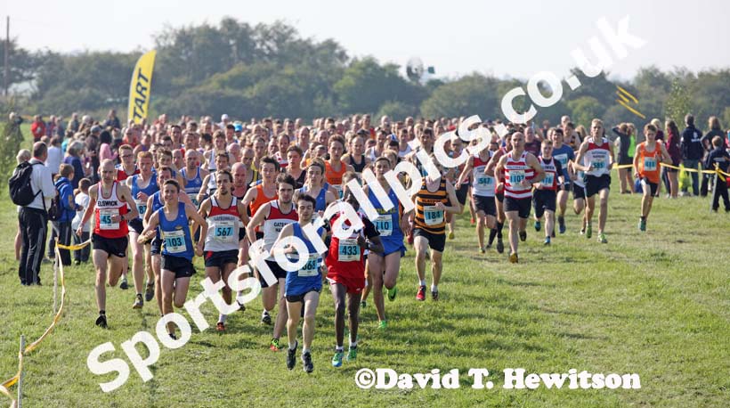 Start of the senior men, Sherman Cup, Hedley Farm, Tanfield,  County Durham.